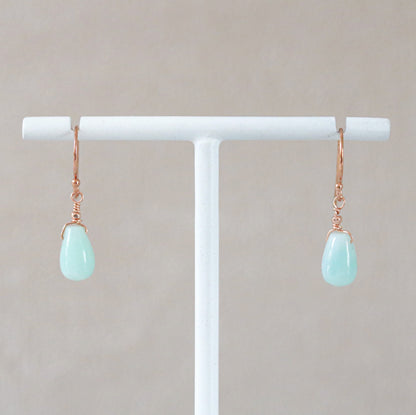 Handmade Amazonite Drop Earrings: Rose Gold Karen Hill Tribe Beads