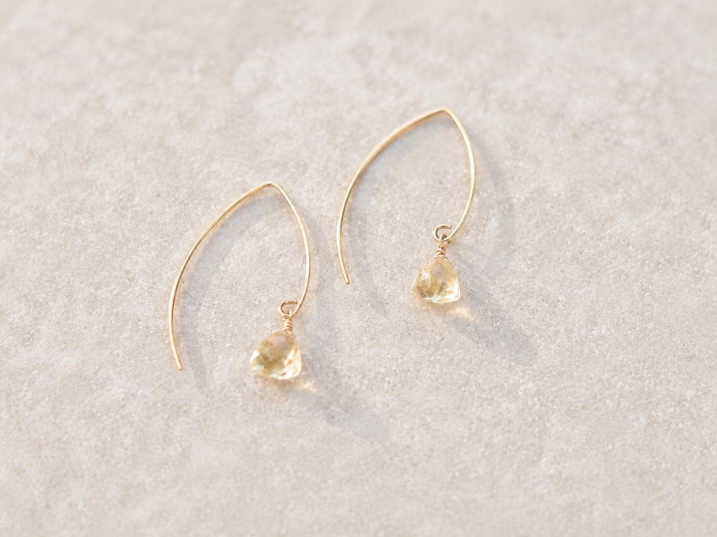 Handmade Faceted Citrine Drop Modern Earwire 14ct Gold Fill Earrings November Birthstone Gift Idea