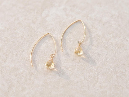 Handmade Faceted Citrine Drop Modern Earwire 14ct Gold Fill Earrings November Birthstone Gift Idea
