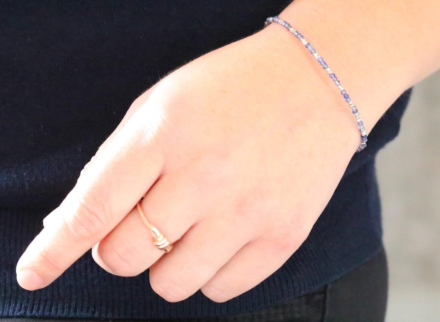 Karen Hill Tribe Silver Iolite Bracelet: Handmade Sterling Silver
