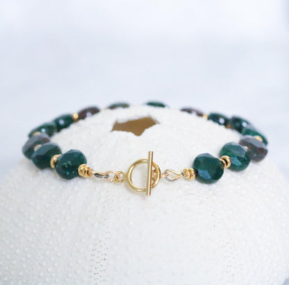 Bloodstone Bracelet: Karen Hill Tribe Gold Fill, Faceted Gemstone