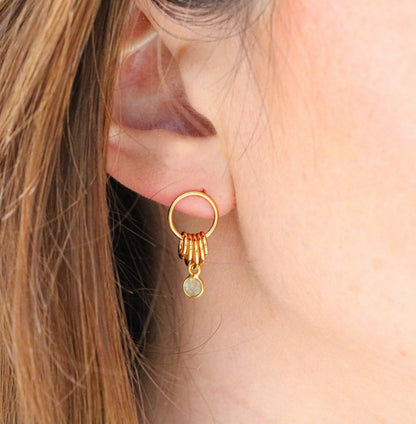 Faceted Labradorite Gold Vermeil Dangle Earrings - Handmade in Paris