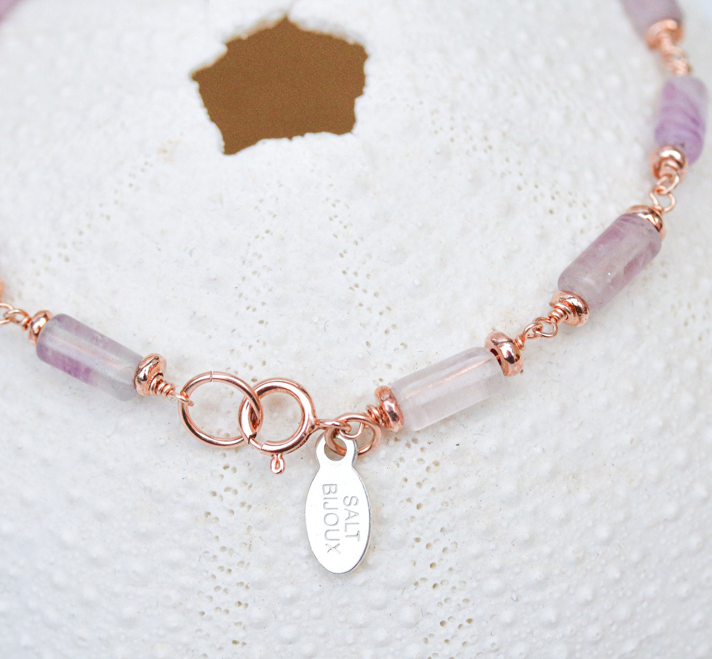 Natural Fluorite Bracelet: Rose Gold Chain, Dainty Gemstone Jewelry