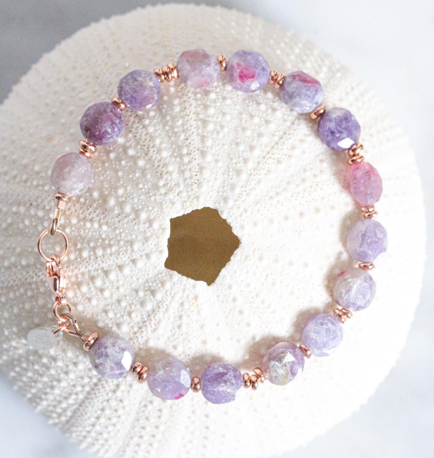Plum Flower Tourmaline Bracelet: Karen Hill Tribe Gold Fill, Faceted Gemstone