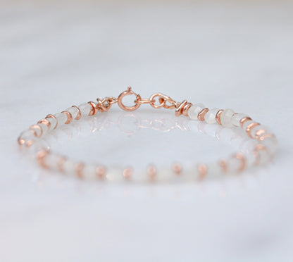 Faceted Moonstone Bracelet: Rose Gold Fill, Karen Hill Tribe Silver