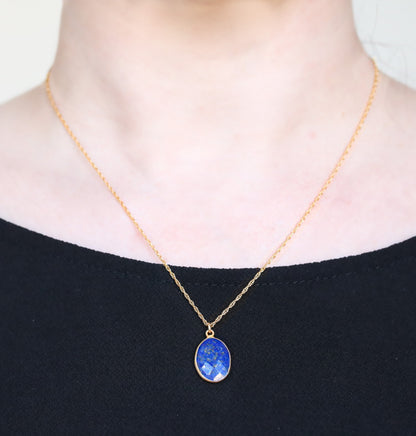 Handmade Faceted Lapis Lazuli 14k Gold Filled Necklace