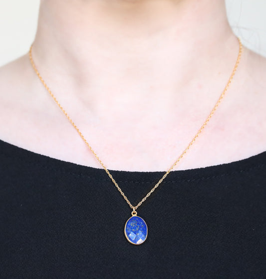Handmade Faceted Lapis Lazuli 14k Gold Filled Necklace
