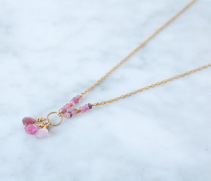 Handmade Watermelon Tourmaline Necklace: 14k Gold Filled Pink Gemstone