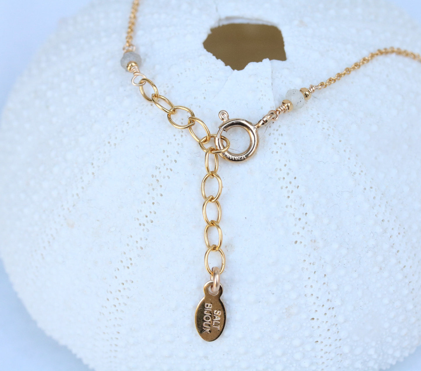 Rutilated Quartz and Pearl Gold Charm Necklace - June Birthstone