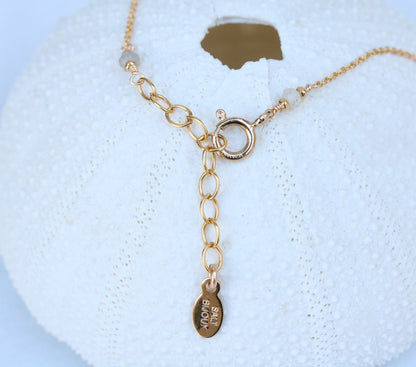 Rutilated Quartz and Pearl Gold Charm Necklace - June Birthstone