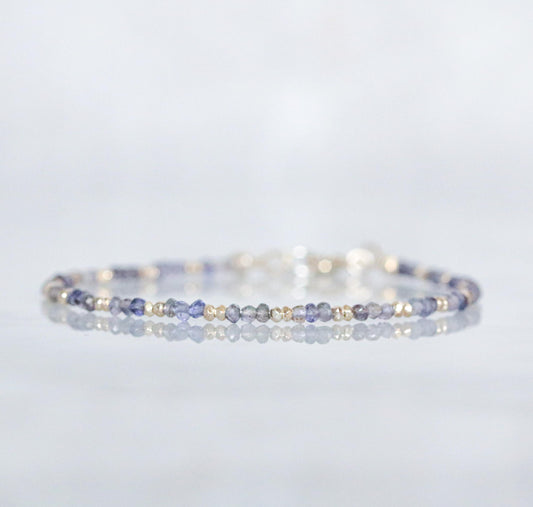 Karen Hill Tribe Silver Iolite Bracelet: Handmade Sterling Silver