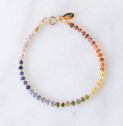 Rainbow Gemstone Bracelet: Handmade Karen Hill Tribe Gold Vermeil Jewelry