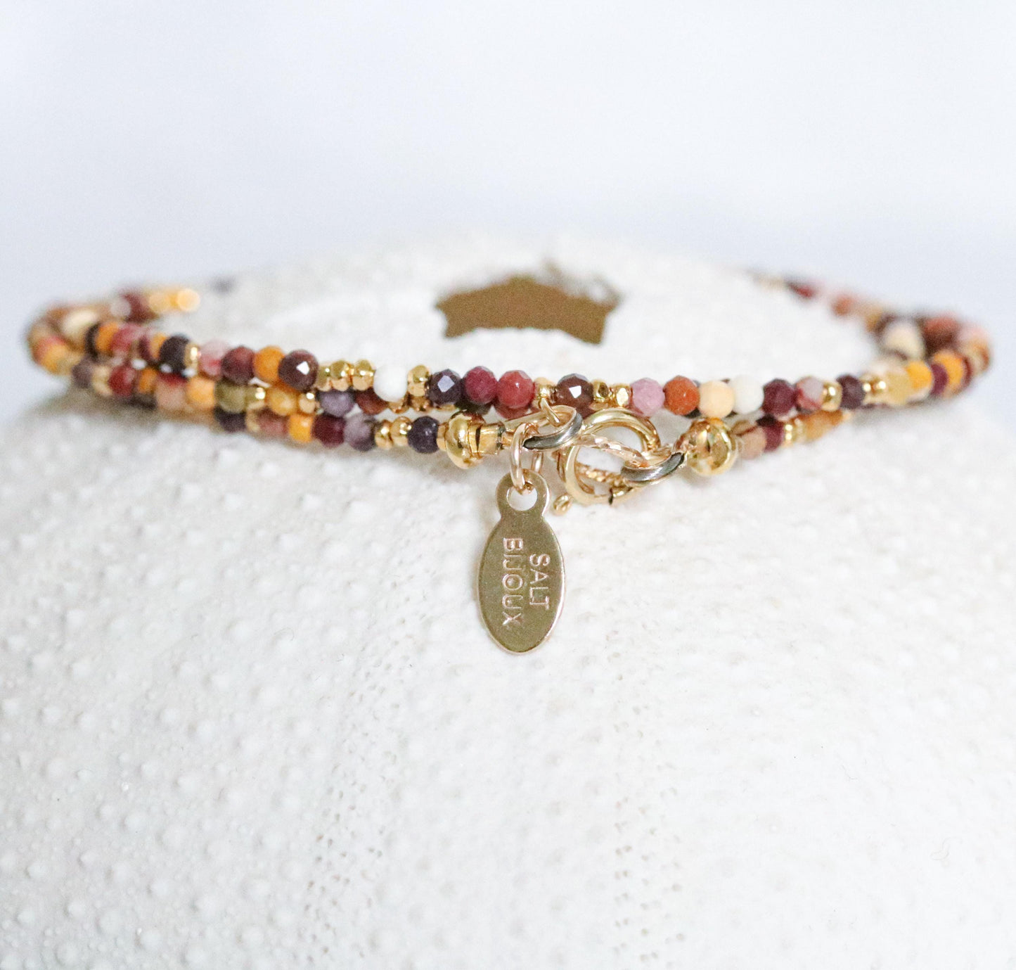 Handmade Mookaite Jasper Wrap Bracelet: Karen Hill Tribe Gold Vermeil