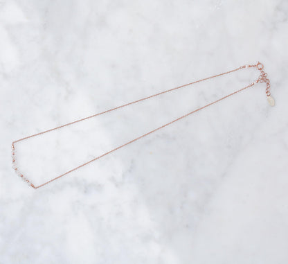 Herkimer Diamond Bar Necklace: 14K Rose Gold Fill, Adjustable Chain
