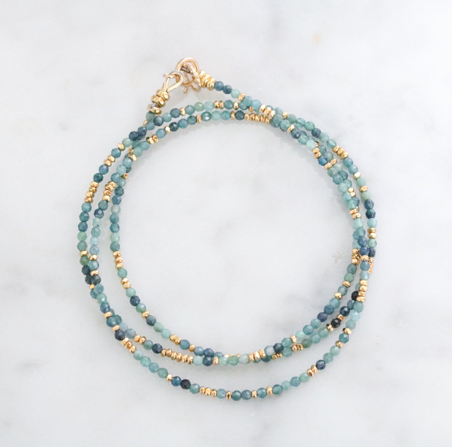Blue Tourmaline Wrap Bracelet: Karen Hill Tribe Gold Vermeil, Handmade