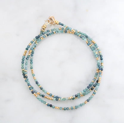 Blue Tourmaline Wrap Bracelet: Karen Hill Tribe Gold Vermeil, Handmade