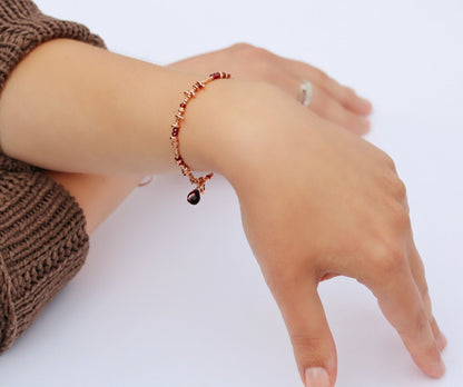 Handmade Gold Lapis Lazuli Bracelet with Tourmaline Charm