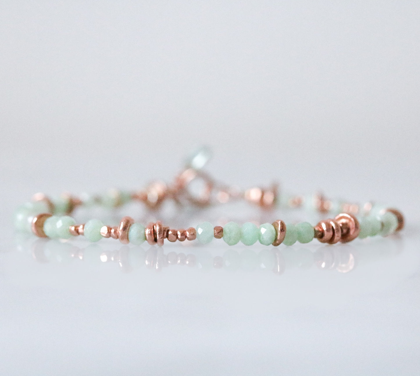 Handmade Rose Gold Vermeil Opal Bracelet with Tourmaline Charm