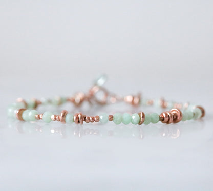 Handmade Rose Gold Vermeil Opal Bracelet with Tourmaline Charm