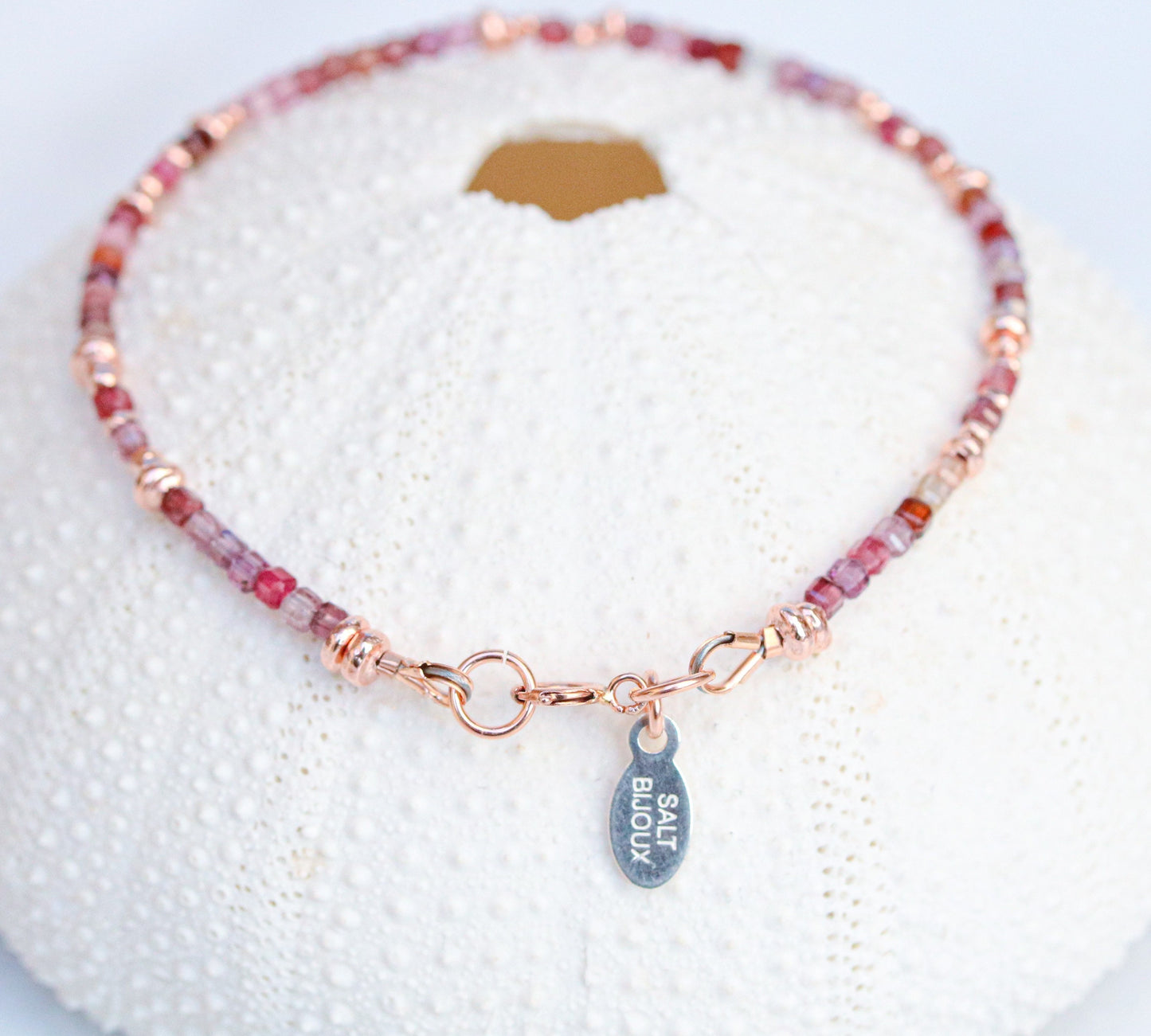 Red Spinel Bracelet: Rose Gold Karen Hill Tribe Nugget Beads
