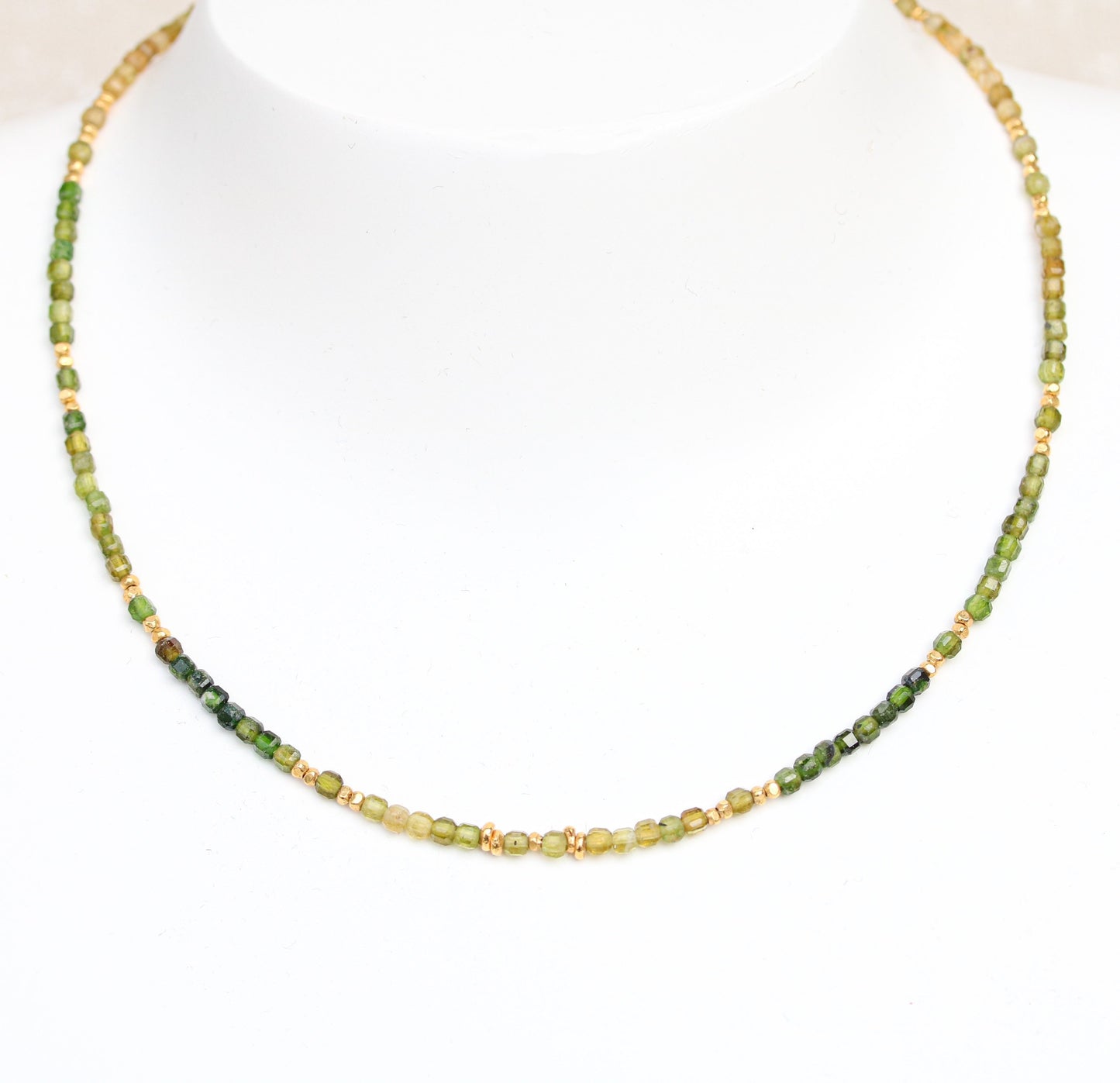 Green Tourmaline Choker: Karen Hill Tribe Gold Vermeil Necklace