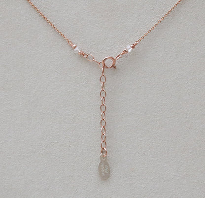 Herkimer Diamond Bar Necklace: 14K Rose Gold Fill, Adjustable Chain