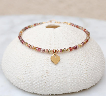 Handmade Tundra Sapphire Bracelet: Gold Vermeil Heart Charm