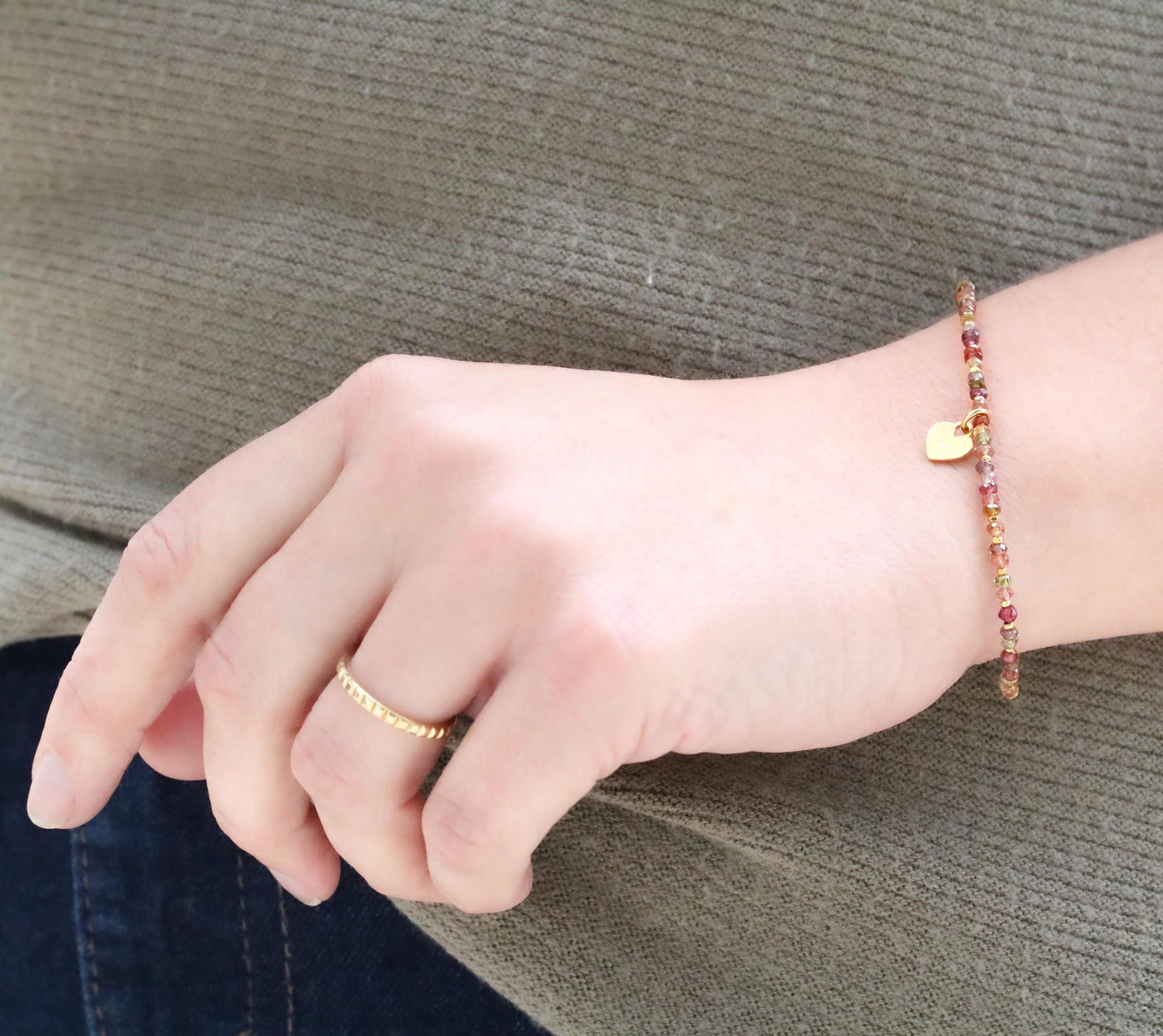 Handmade Tundra Sapphire Bracelet: Gold Vermeil Heart Charm