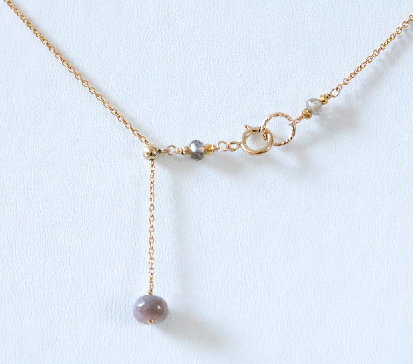 Faceted Botswana Agate Rondelle Necklace: Adjustable Gold Filled Chain