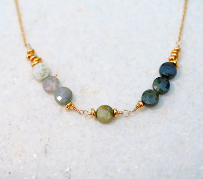 Ombré Tourmaline Necklace: Gold Karen Hill Tribe Gemstone, October Birthstone