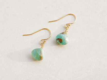 Peruvian Opal Earrings, Gold Filled Drop Earrings, Green Opal Earrings, Natural Gemstone Earrings, Handmade Gift for Her
