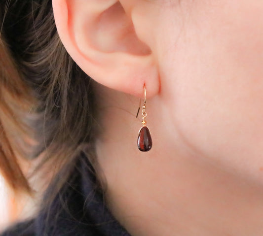Handmade Bull's Eye Tiger's Eye Drop Earrings: Karen Hill Gold Beads