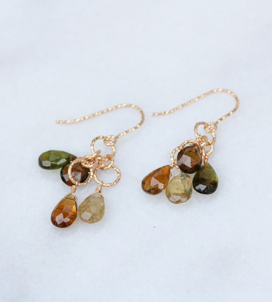 Faceted Tourmaline Teardrop Earrings: 14 Carat Gold Fill, October Birthstone