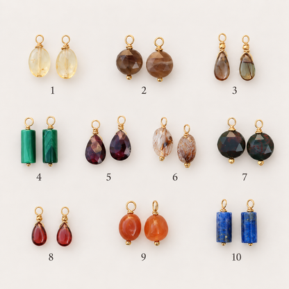 Interchangeable Gold Filled Petite 13mm Hoop Earrings & Natural Gemstone Charms | Autumn Edit