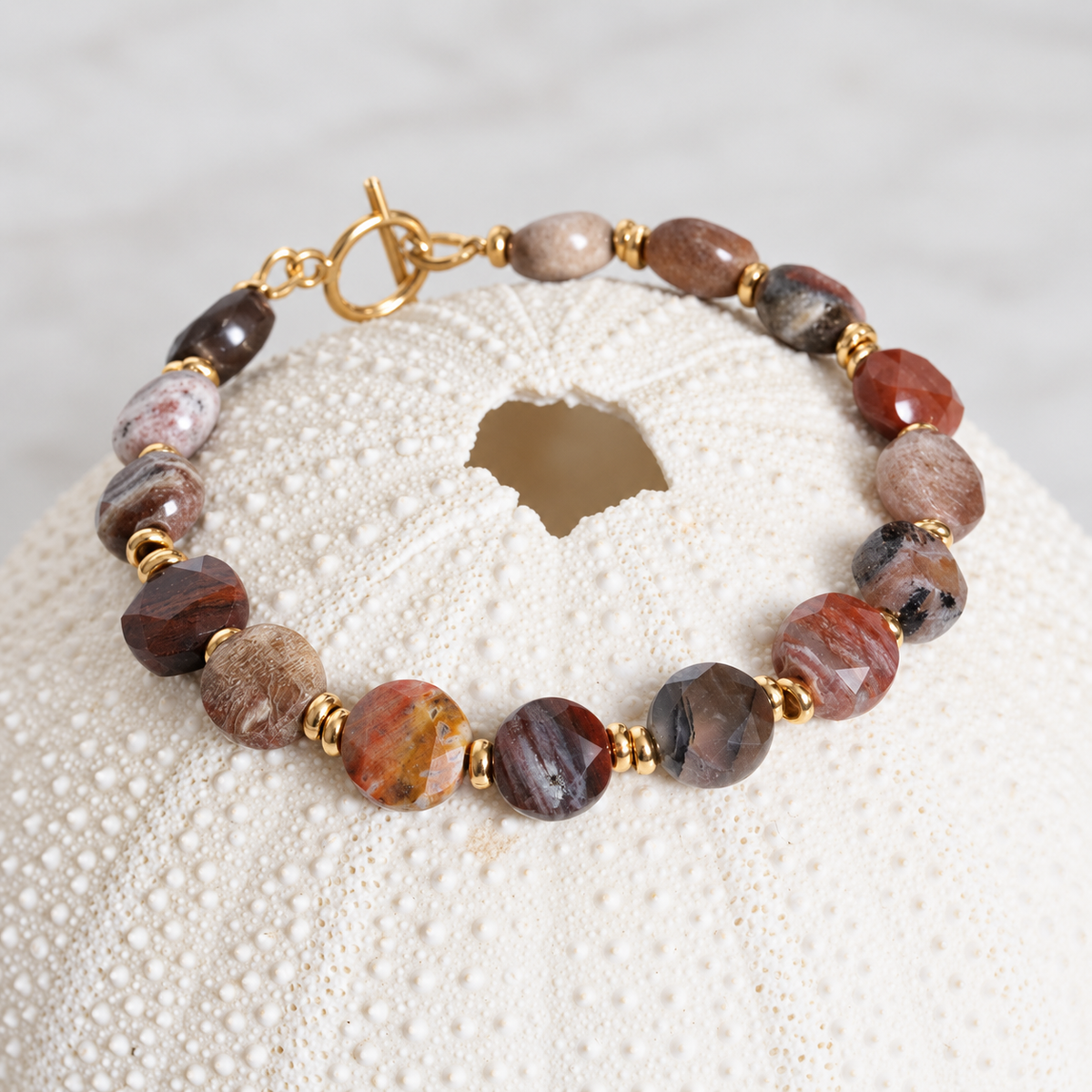 Fossilized Wood Gold Bracelet