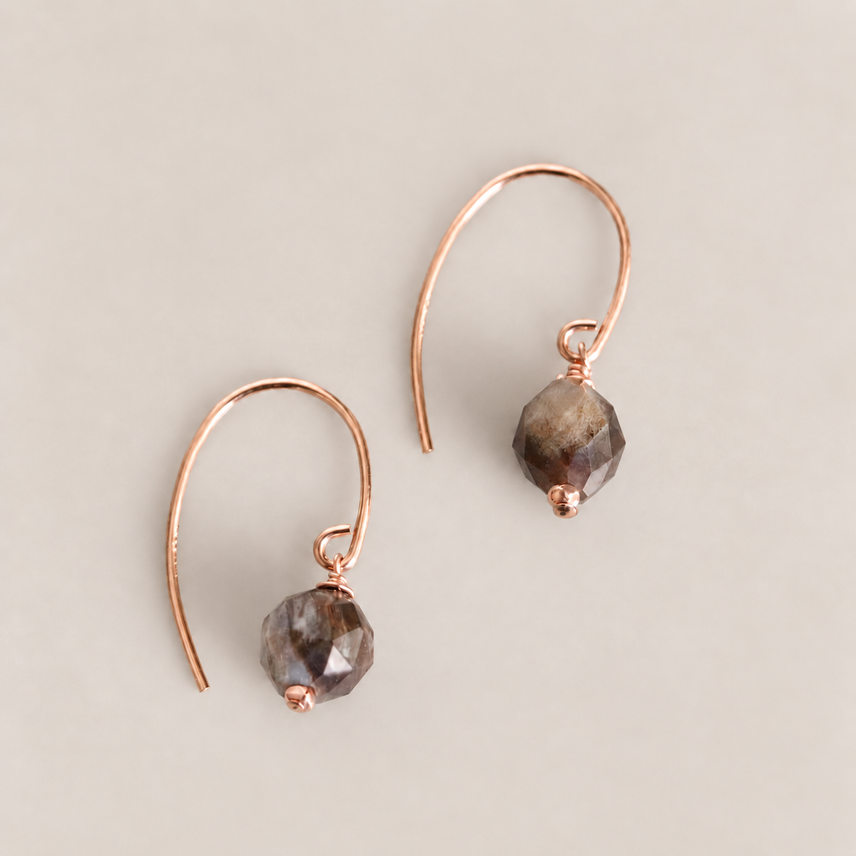 Fossilised Wood Gold Earrings