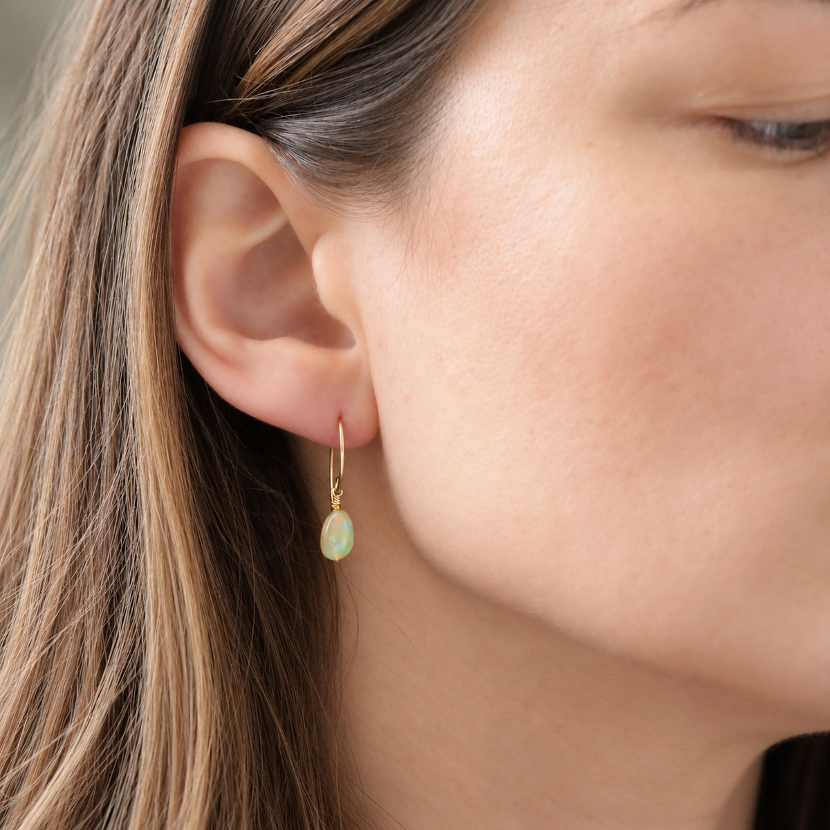 Ethiopian Opal Gold Earrings