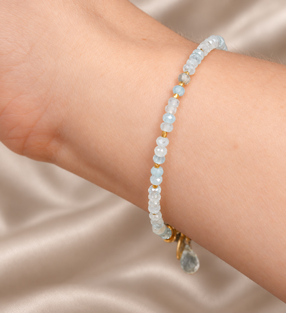 Aquamarine Gold Nugget Bracelet