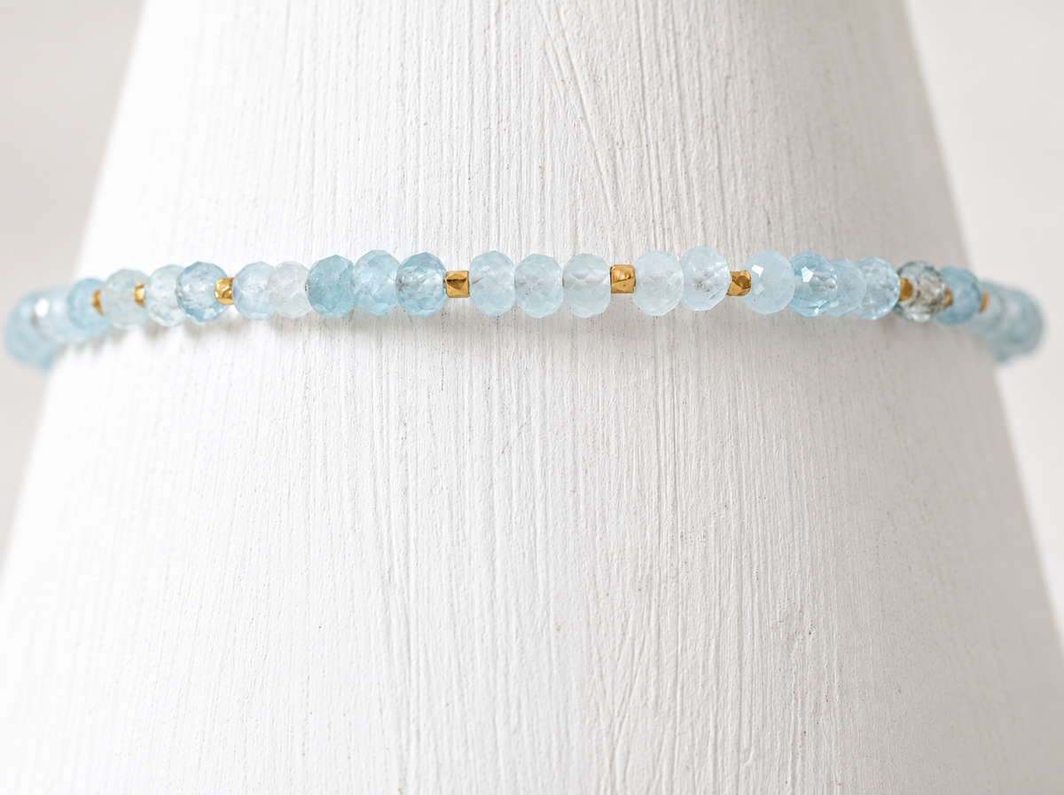 Aquamarine Gold Nugget Bracelet