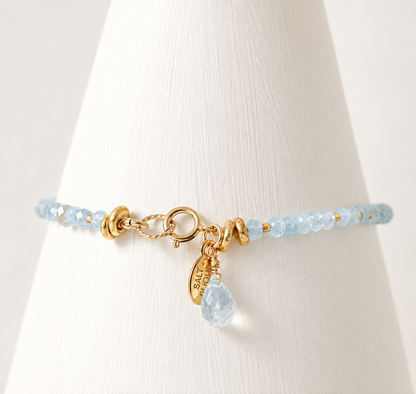 Aquamarine Gold Nugget Bracelet