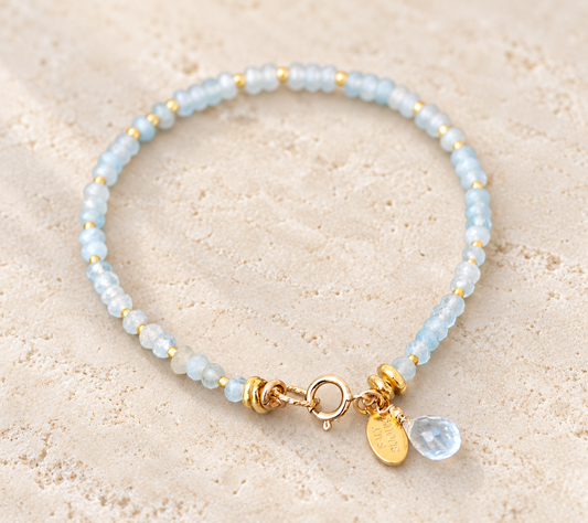 Aquamarine Gold Nugget Bracelet
