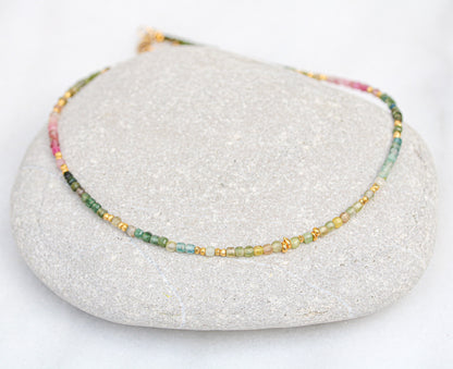 Tourmaline Choker: Karen Hill Tribe Gold Vermeil Mini Cube Necklace