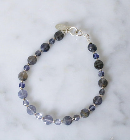 Ombré Iolite Bracelet: Sterling Silver Faceted Coin Jewelry