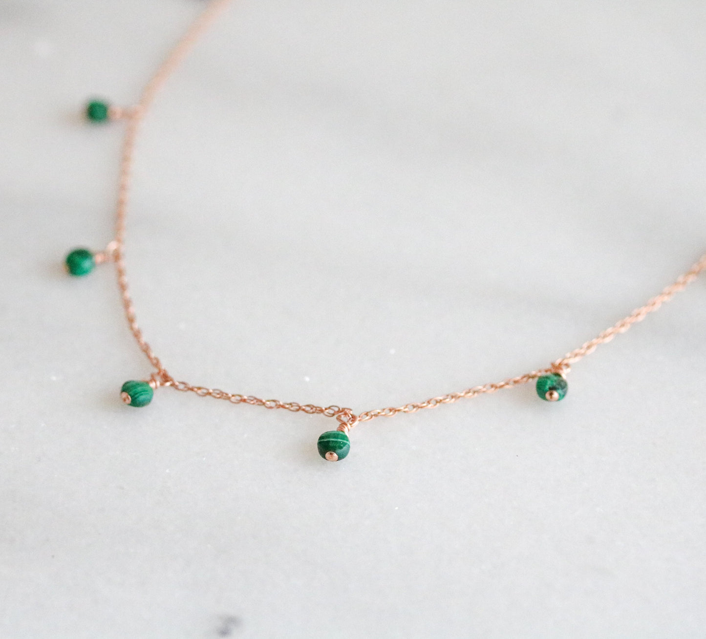 Handmade Rose Gold Malachite Mini Coin Choker Necklace