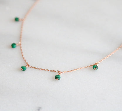 Handmade Rose Gold Malachite Mini Coin Choker Necklace