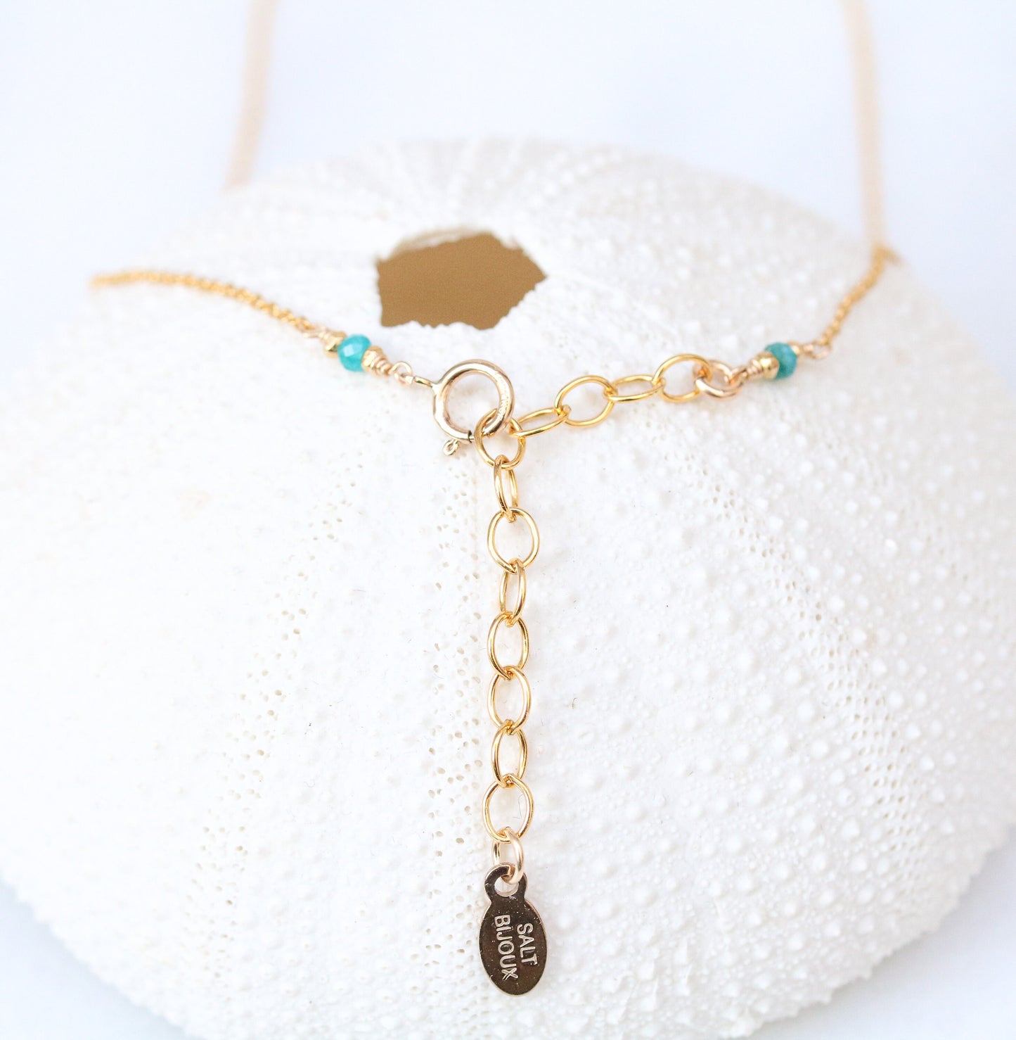 Apatite Gemstone Necklace: 14k Gold Filled Charm, Handmade in France