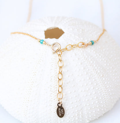 Apatite Gemstone Necklace: 14k Gold Filled Charm, Handmade in France