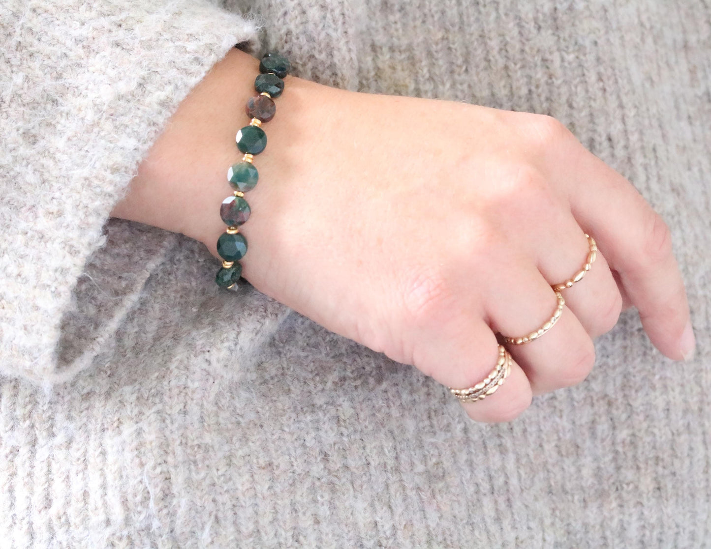 Bloodstone Bracelet: Karen Hill Tribe Gold Fill, Faceted Gemstone