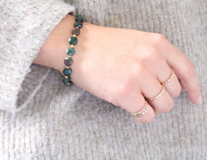 Bloodstone Bracelet: Karen Hill Tribe Gold Fill, Faceted Gemstone