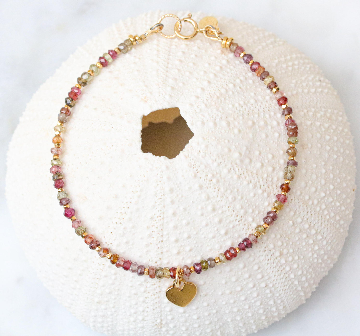 Handmade Tundra Sapphire Bracelet: Gold Vermeil Heart Charm